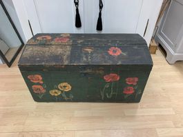 Truhe schwarz Mohn vintage shabby chic "Sommeraktion"