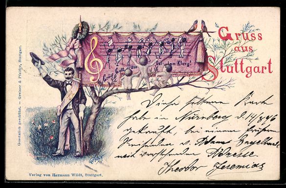 Cancelleria postale: Ganzsache PP11 E10: Stuttgart, Sänger m – Usato da Berlin venduto da bartko-reher