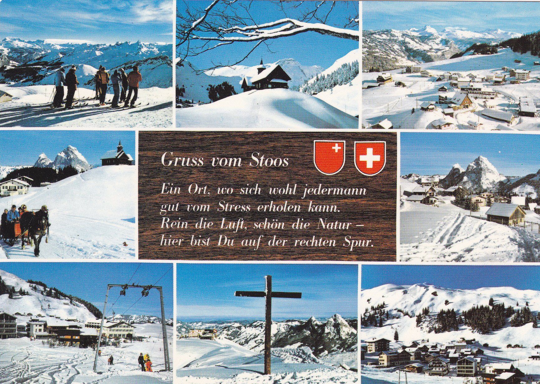 Cartoline postali: 3 Ansichtskarten Stoos/Fronalpstock 1973/1992 – Usato da Brunnen venduto da Artemis53