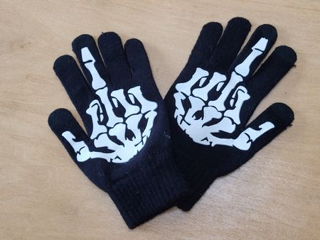 Gants Squelette Noirs 💀 - Taille Unique adulte