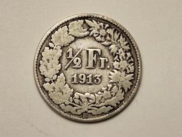 1x 1/2 Fr. - 1913 - Silber/Argent 0.835