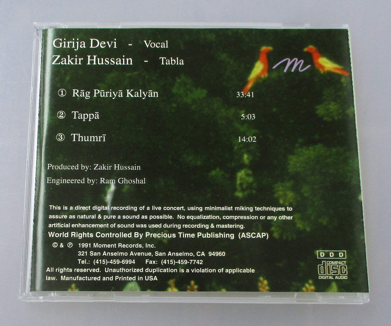 CD: GIRIJA DEVI & ZAKIR HUSSAIN - Vocal – Usato da Wattwil venduto da Muriel11 1