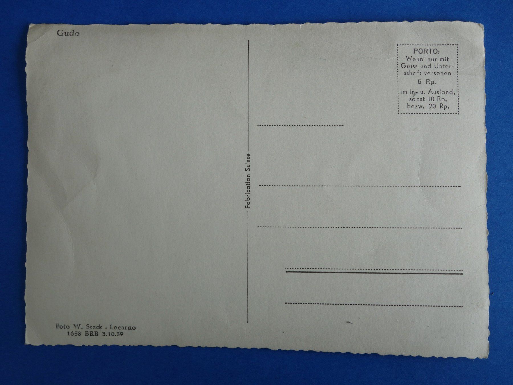Cartoline postali: GUDO - ca. 1940 – Usato da Ibach venduto da Ibanto 2