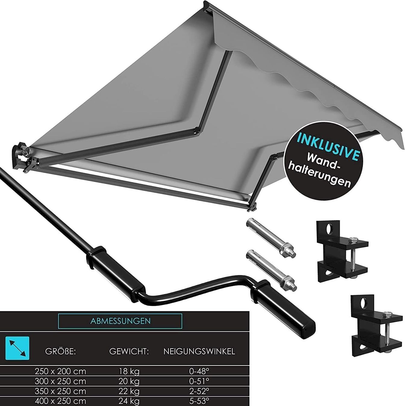 Marquises: Gelenkarmmarkise 300x250cm grau – Neuf avec emballage d'origine à Bottighofen par zaap 6