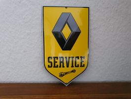 Emailschild Renault Service Logo Werkstatt Emaille Schild