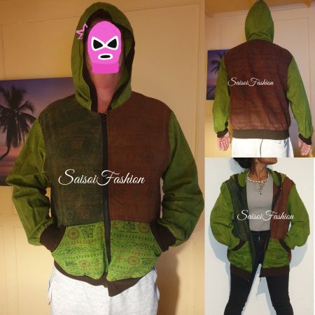 Sommer Hippie Goa Hoodie Jacke ,Mantel 100% BaumwolleXS-XL