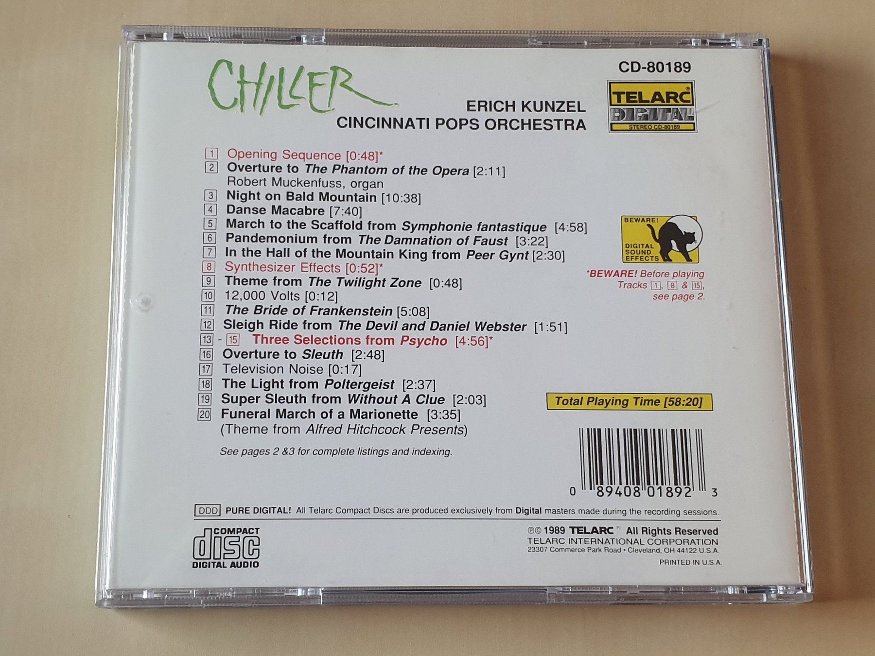 CD: Chiller Erich Kunzel Cincinnati Pops Orchestra – Usato da Stansstad venduto da collectorsshop 1