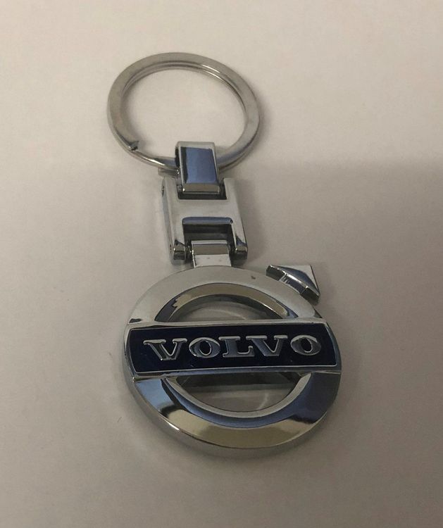 Schlüsselanhänger Volvo, Metall/Leder, satiniert, weitere  Fahrzeughersteller, Schlüsselanhänger
