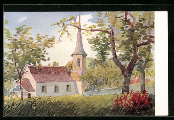 Cartoline postali: Bourguillon, Eglise de Bourguillon – Usato da Berlin venduto da bartko-reher