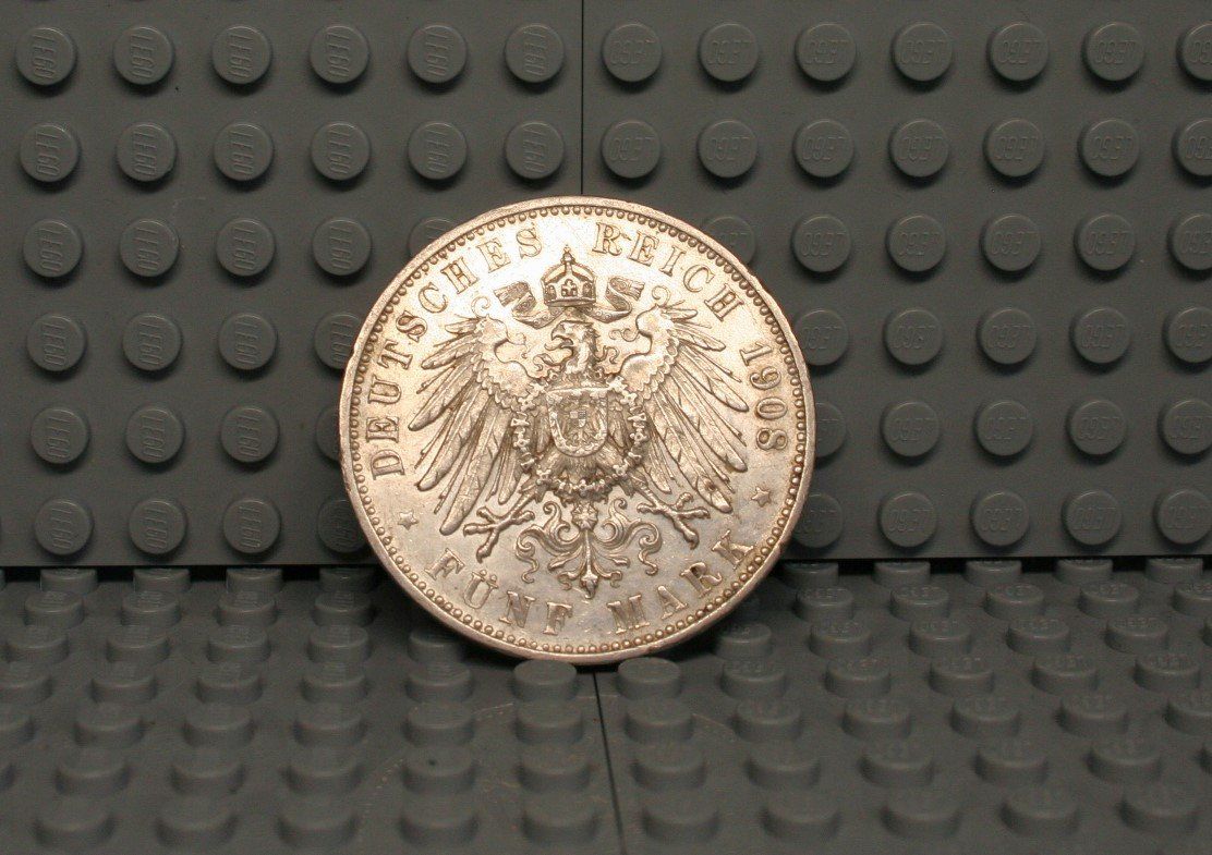 Alle Münzen: 5 Mark 1908 Wilhelm II / Württemberg – Gebraucht aus Arconciel von breakout103 1