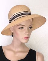 Vintage Strohhut mit gestreiftem Repsband und Masche