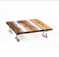 Neuwertiger Epoxidharz Designertisch 