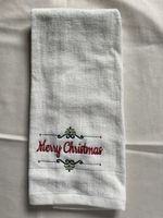 Christmas Decorative Towel, White, Embroidered, New!