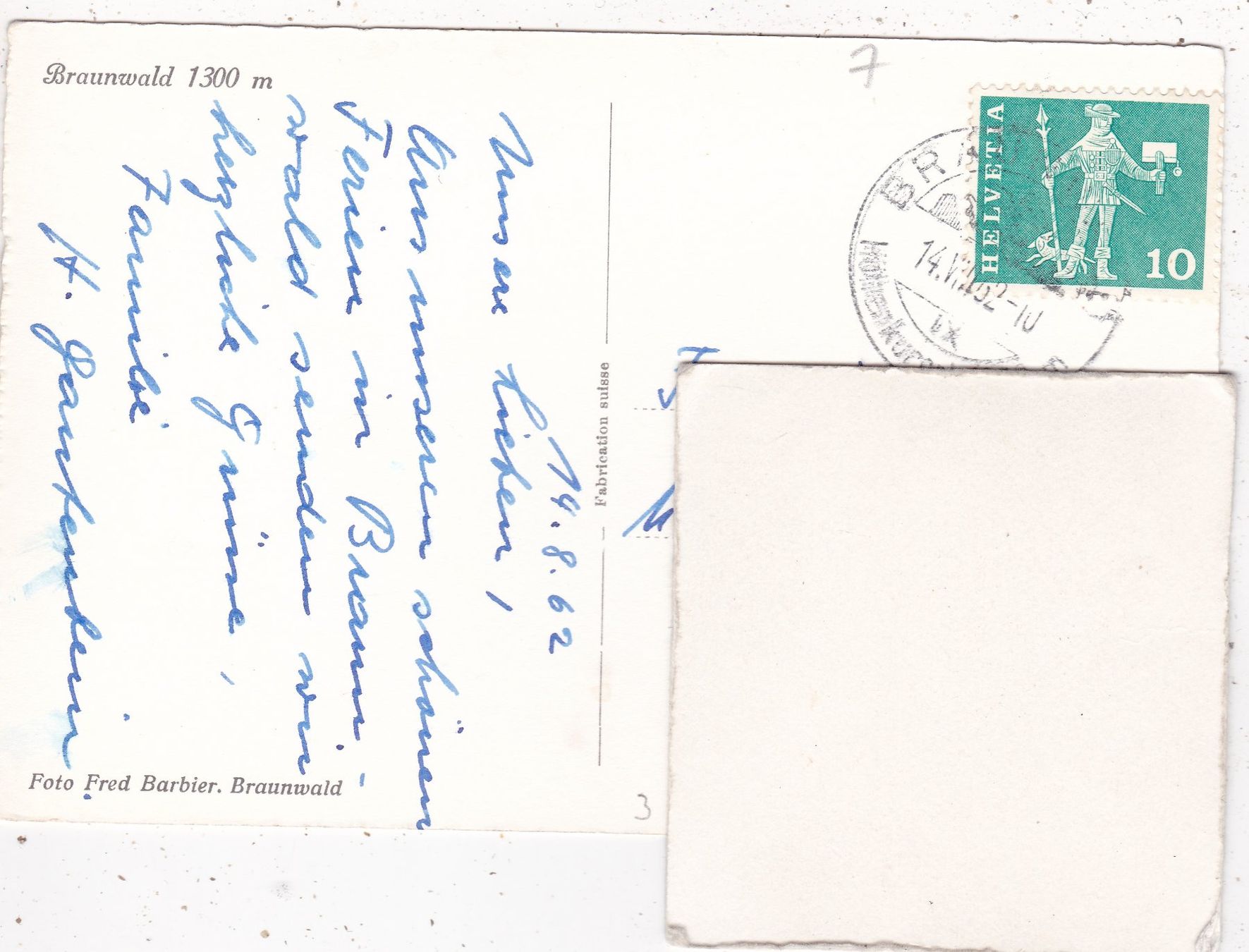 Cartoline postali: Braunwald 1962 – Usato da Herisau venduto da Lisegrat2008 1