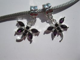 Anhänger, Dangle versilbert Libelle violett