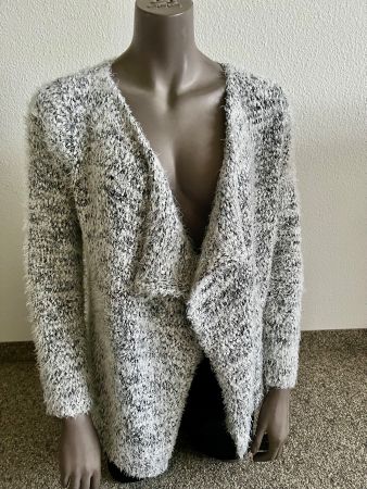 flauschige Damen Strickjacke in Schwarz Weiss Gr.M/40