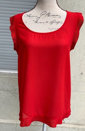 Superbe débardeur rouge manches plissées MOTIVI fin XS-S