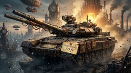 Modellino carro armato T-62, scala 1:35, Steampunk, dipinto