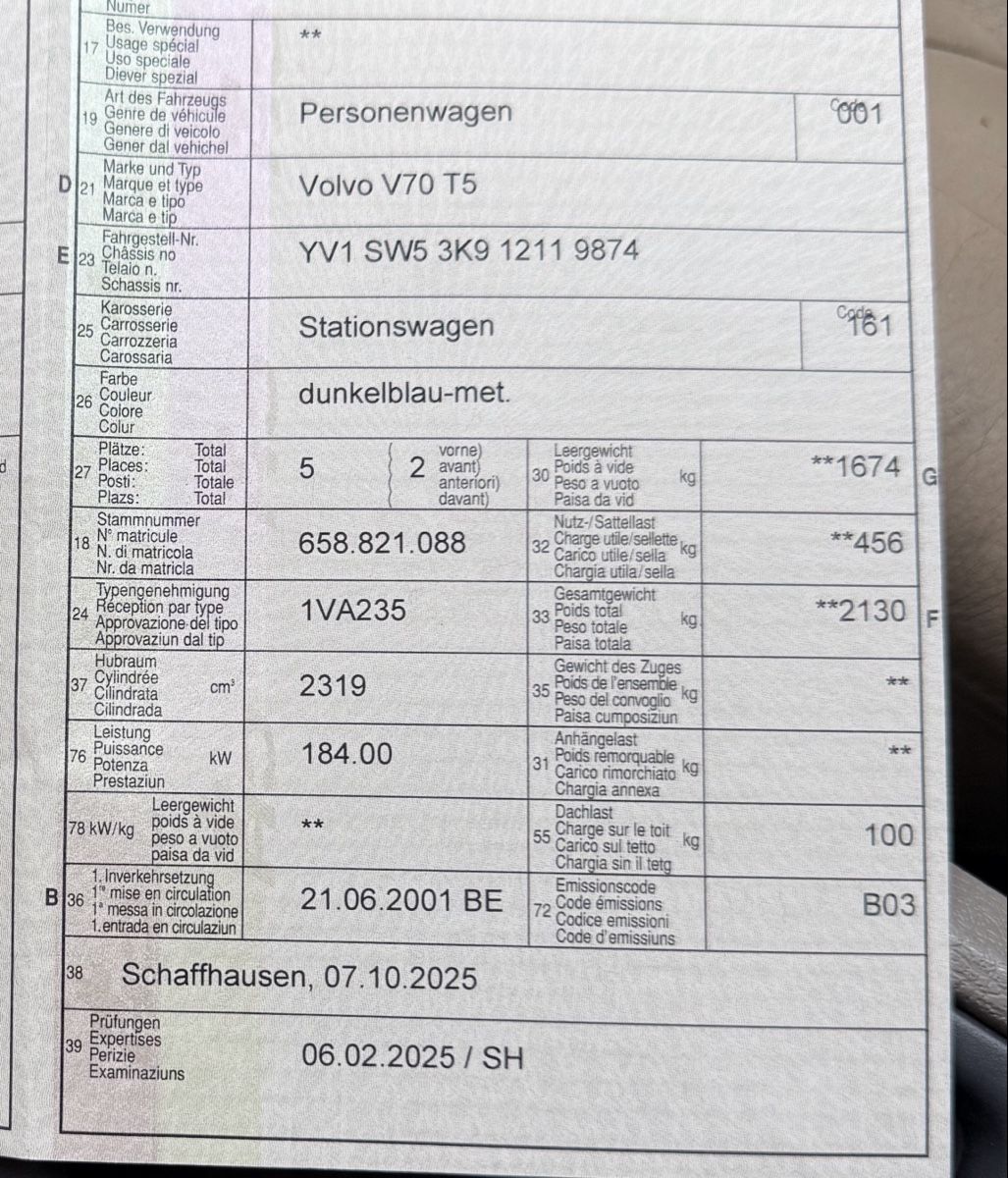 Volvo Automobili: Volvo V70 T5 kombi – Usato da Guntmadingen venduto da ManuelK. 6