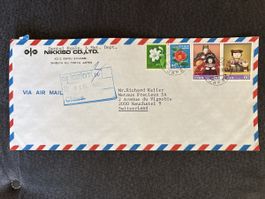 Enveloppe affranchie Japon avec timbres traditionnels