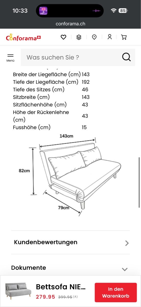 Conforama Sofas: gratis Bettsofa NIELS Polyester  – D'occasion à Chur par lululemooon 2