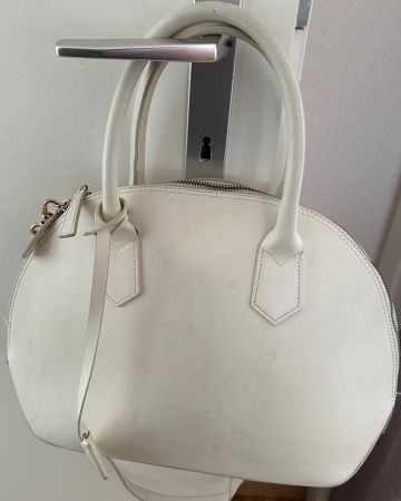 Sac à main vintage en cuir véritable - couleur crème