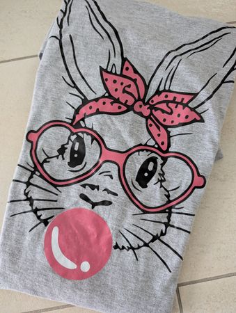 Lustiges Hasen T-Shirt mit Brille, Grösse S/M