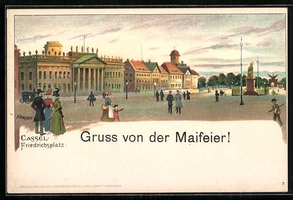 Cartoline postali: Kassel, Gruss von der Maifeier, Friedric – Usato da Berlin venduto da bartko-reher