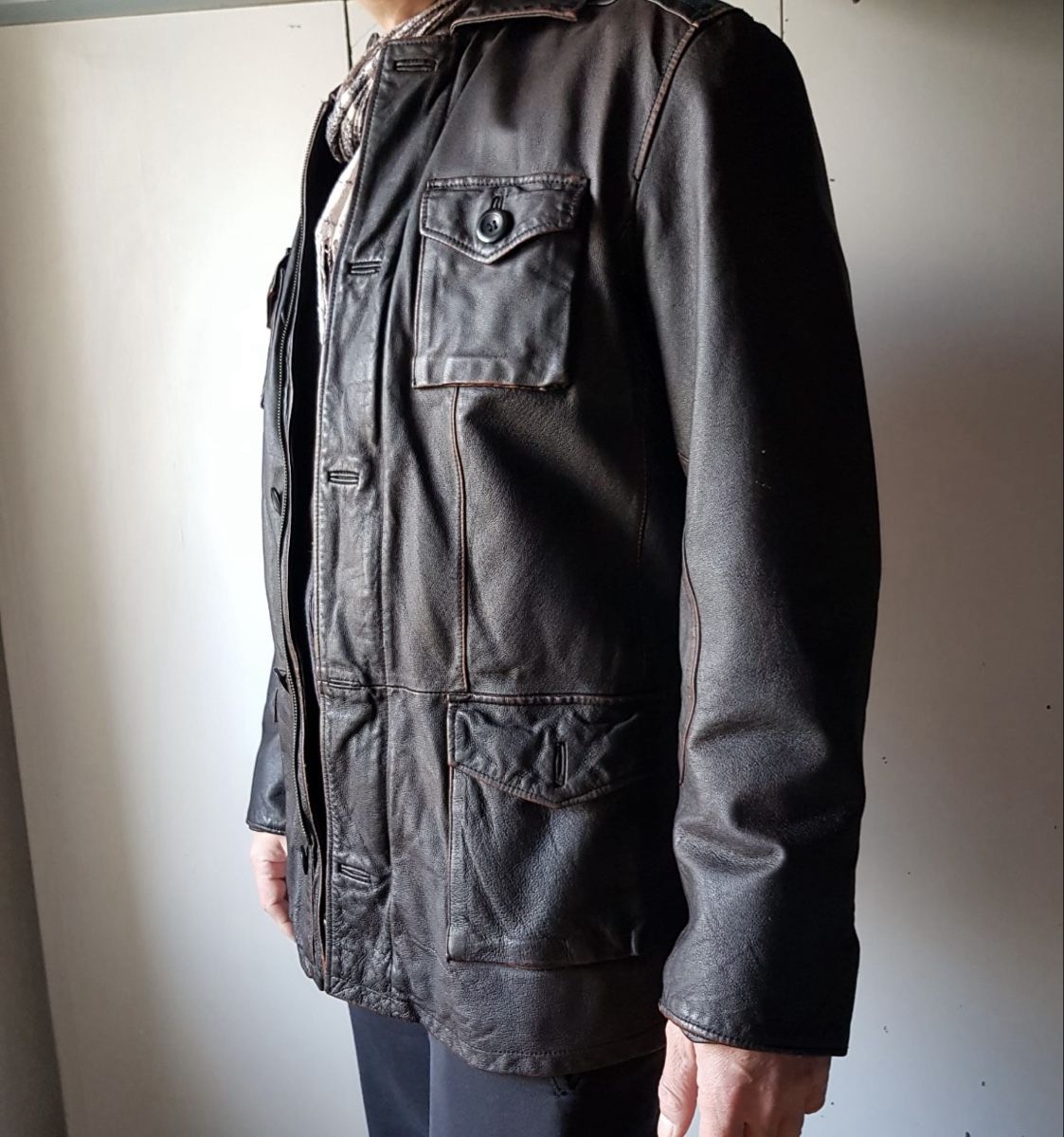 Vestes: Veste en cuir aviator vintage – D'occasion à Moutier par Happyvidedressing 1