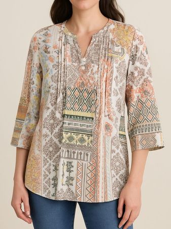 🌸 Tunika Gr. 38 Boho Multicolor Paola Herbst Frühling
