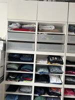 Wardrobe storage system with drawers and shelves