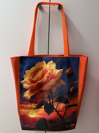 Shoppertasche mit Rose in Orange neu