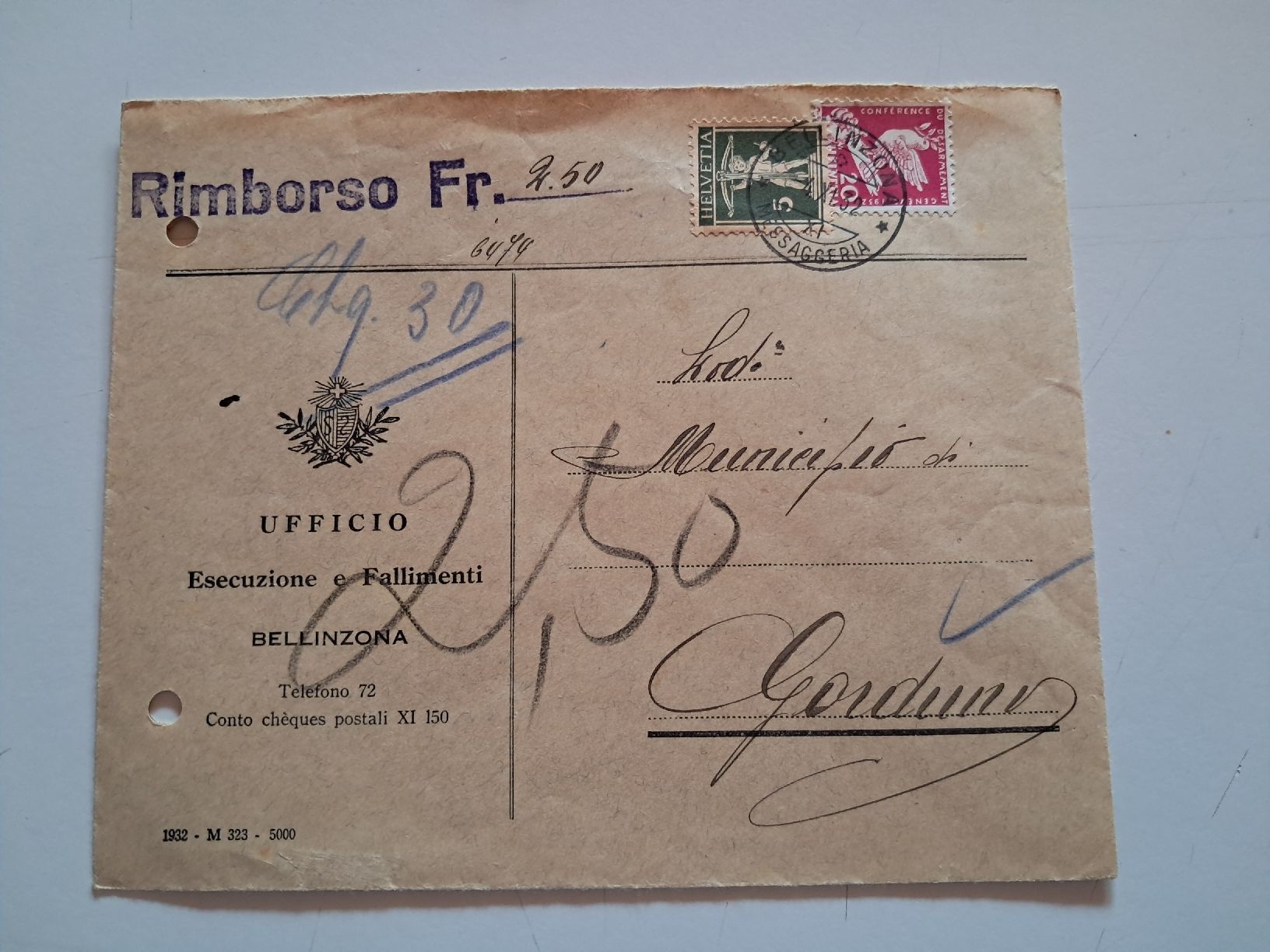 Couverts & Versandtaschen: uff. esecuzioni è fallimenti – Gebraucht aus Gorduno von ema_7yhp