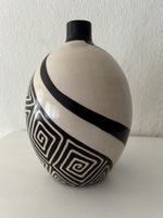 Keramik Vase schwarz beige Muster Deko Peru
