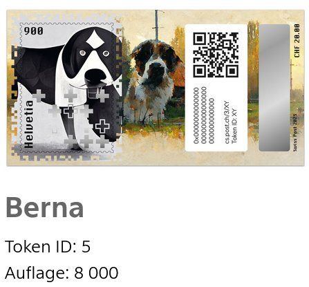 Tutti i francobolli: Swiss Crypto Stamp 3.0 ID 5 "Berna" mit NFT – Usato da Basel venduto da TokenID1