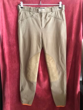 Pantalon d’équitation HERMÈS, taille L, coton, kaki