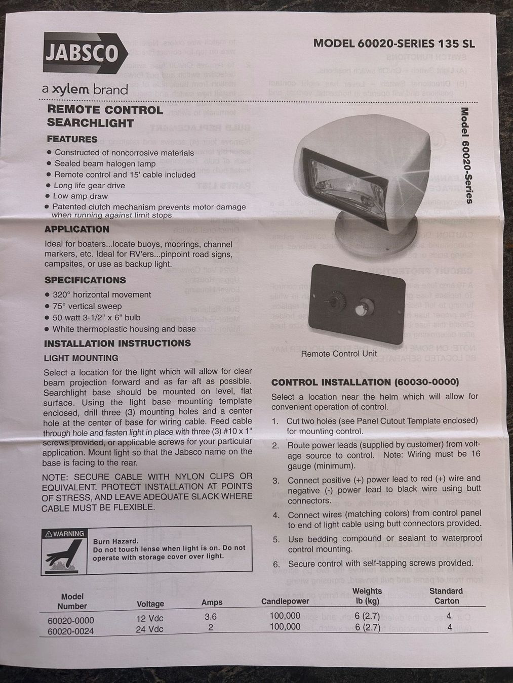 Fari: Bug- / Suchscheinwerfer "Jabsco 60020-0000  135SL, 12V" – Nuovo (secondo la descrizione) da Weggis venduto da Sua34 3