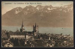 Lausanne, La Cathédrale et les Alpes de