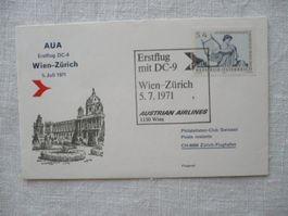 1971 AUA 1. Flug DC-9 Wien - Zürich