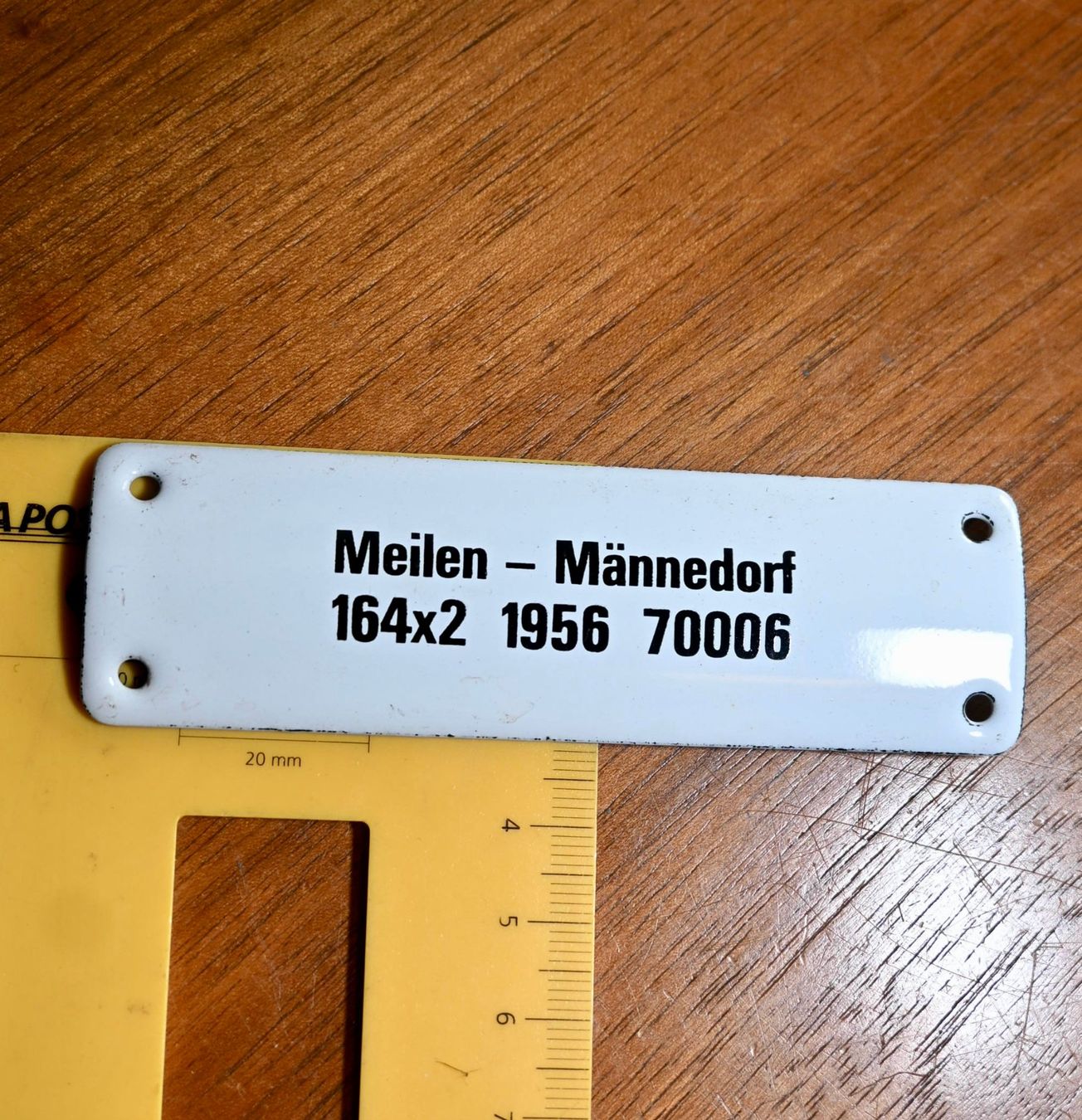 SBB/CFF/FFS Insegne: Emaille - Schild SBB-SöB 10 x 3 cm MEILEN  - MÄNNEDORF 1956 – Usato da Pfaffhausen venduto da mono_rec 2