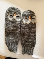 Strickhandschuhe Eulen Design grau neuwertiger Zustand