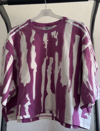 CropTop T-Shirt Adidas lila/weiss Grösse 46