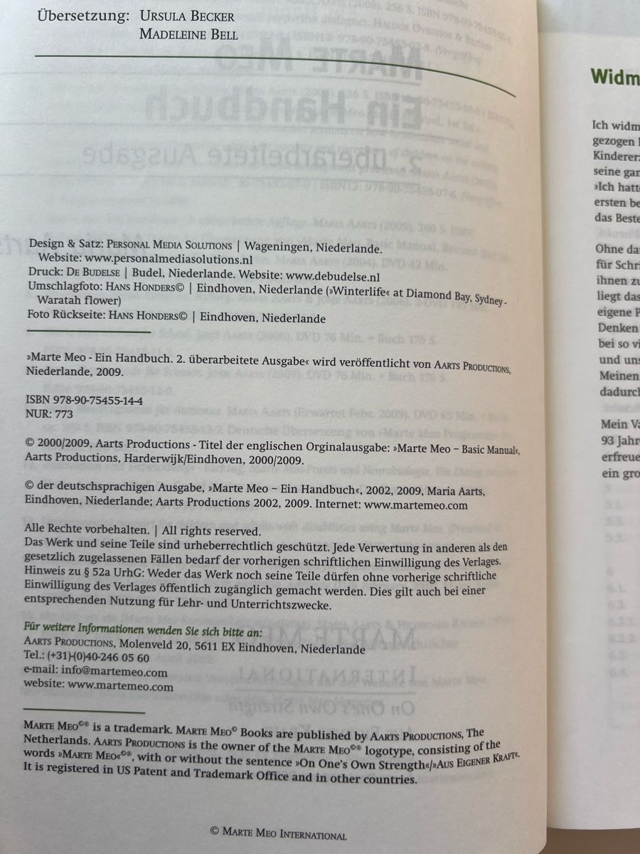 Bücher: Marte Meo Ein Handbuch, 2. Ausg. Maria Aarts – Gebraucht aus Schliern b. Köniz von Corinu59 2