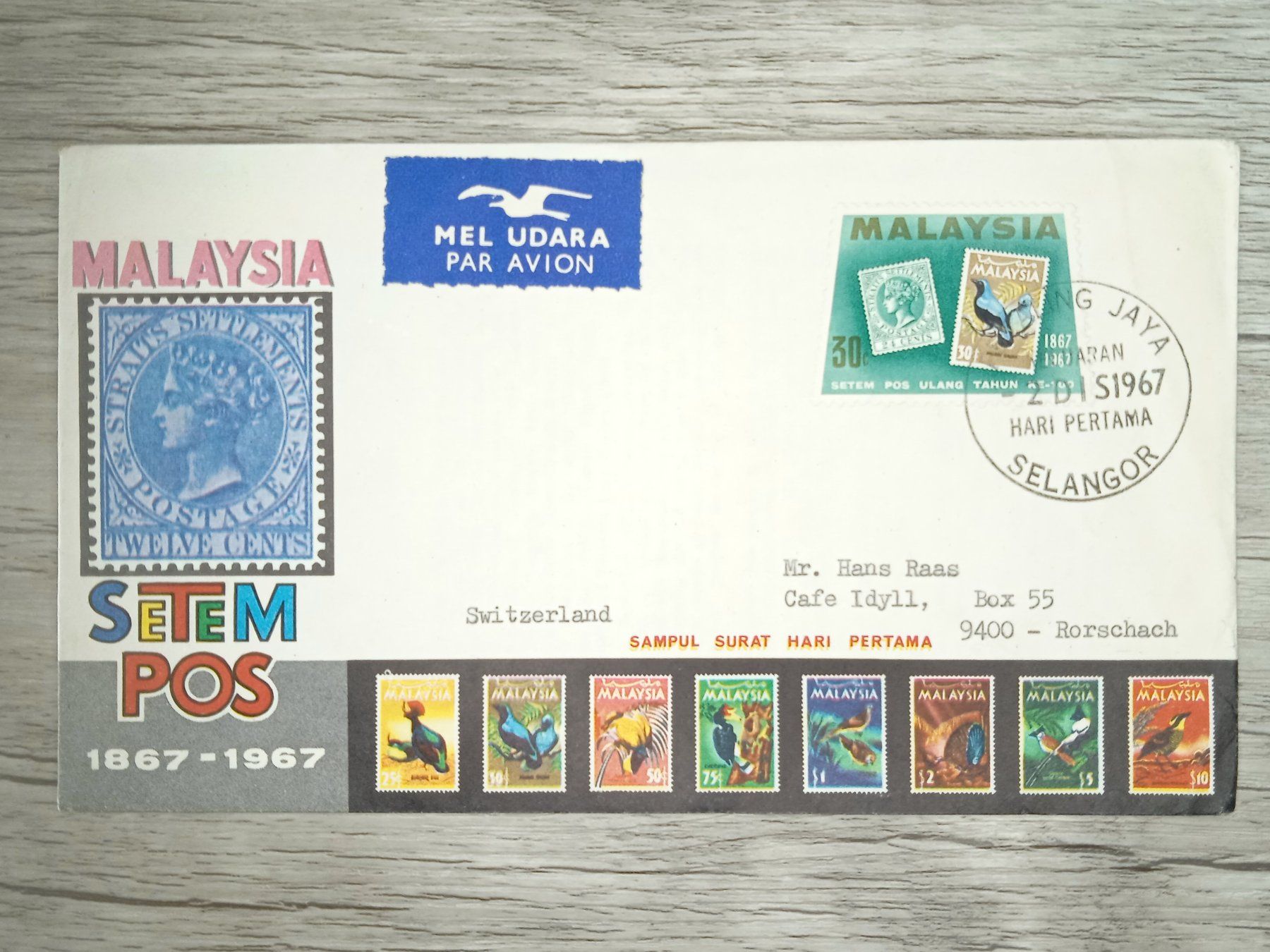 Tutti i francobolli: TR84 Enveloppe + Timbre Malaisie 1967 – Usato da Cousset venduto da Patrick_Collections
