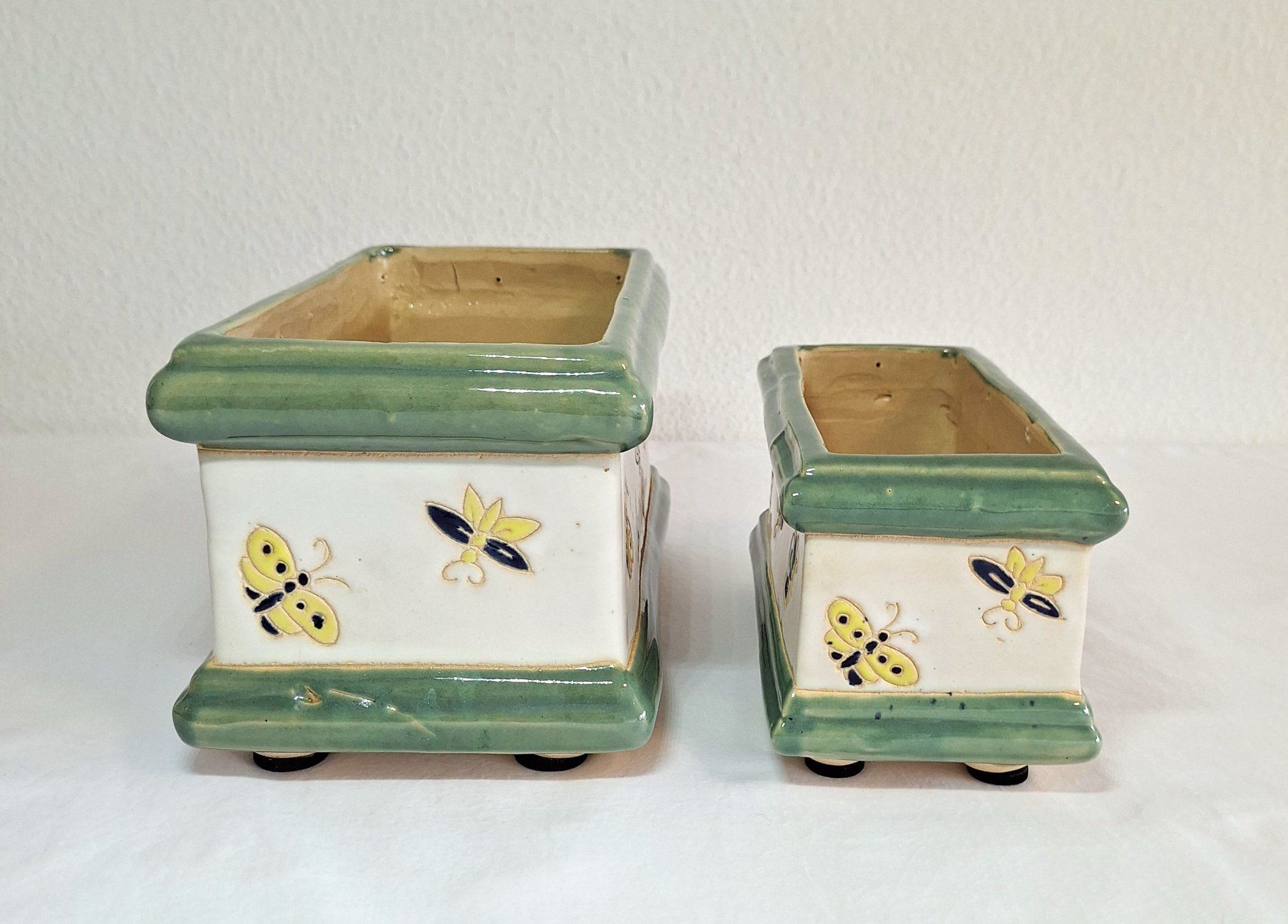 Vasi per fiori: Keramik Blumentopf- Übertopf Set Gummifüsse Schmetterling – Nuovo (secondo la descrizione) da Bergdietikon venduto da Zozo 3