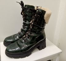 Winterboots grün Lackleder gefüttert Plattform 37