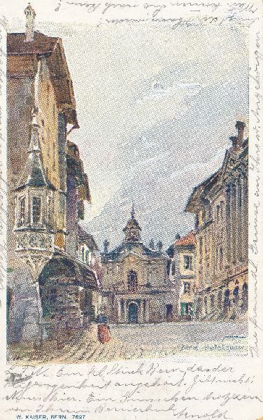 Cartoline postali: Bern - Hotelgasse Litho + 1909 – Usato da Emmenbrücke venduto da teestube