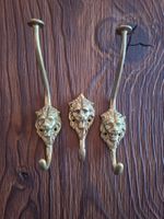 3 Vintage Garderobenhaken Löwenkopf - massive Metallausführu