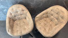 4x DELIFE Polsterstühle Beige Gaio-Flex Vintagelook, drehbar