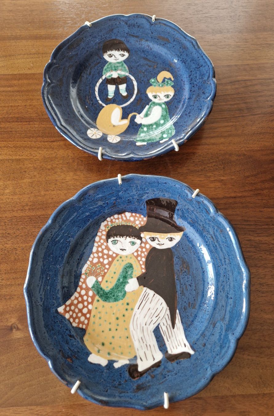 Piatti: 2 Wand Teller Keramik handgemalt – Usato da Bern venduto da Antikbatik